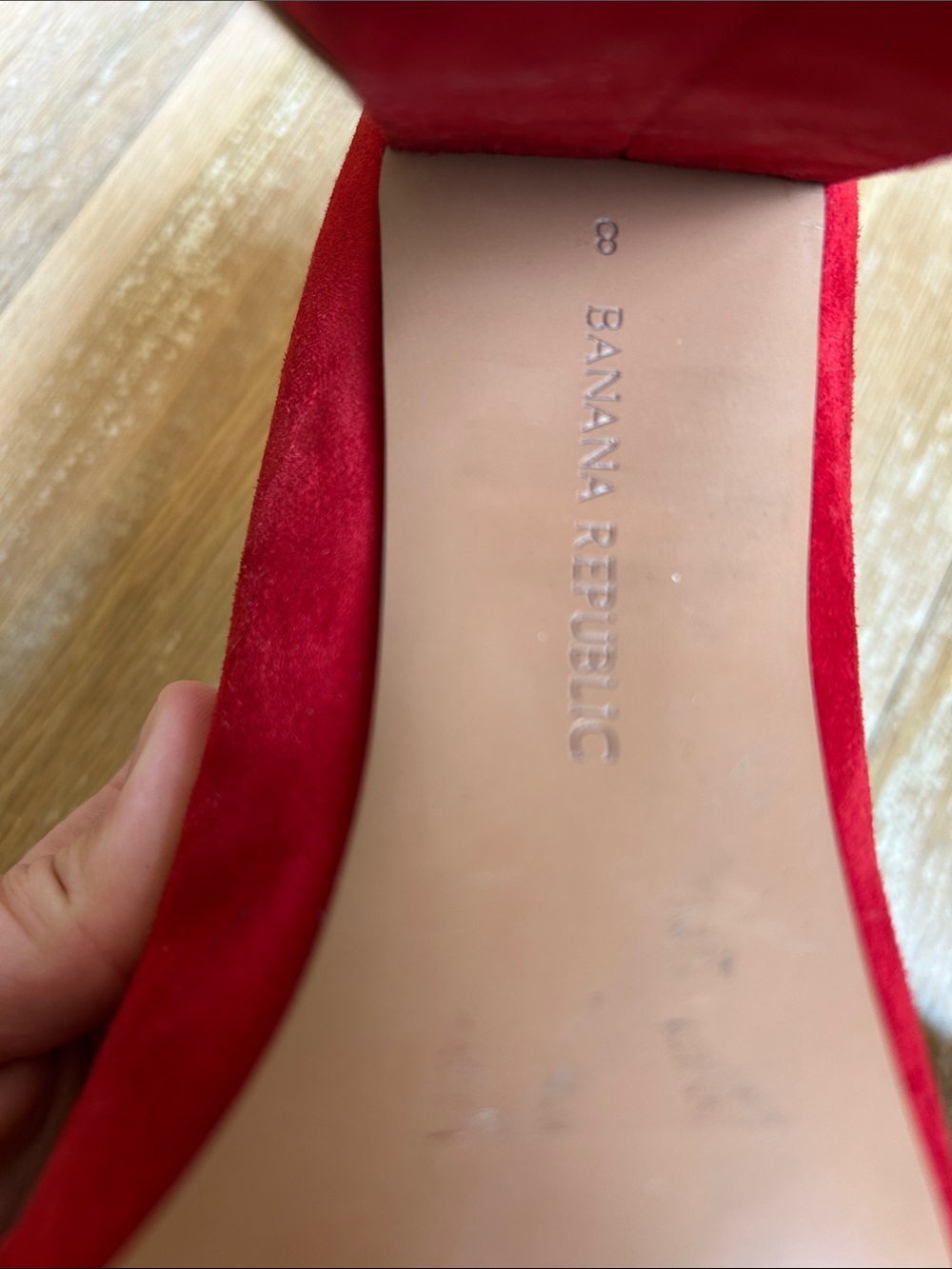 Banana Republic Red Suede Pointed-Toe, Block-Heel Pumps - Picture 5 of 6